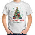 All Booked For Christmas - Kids Youth T-Shirt White Kids Christmas T-shirt Christmas Printed In Australia