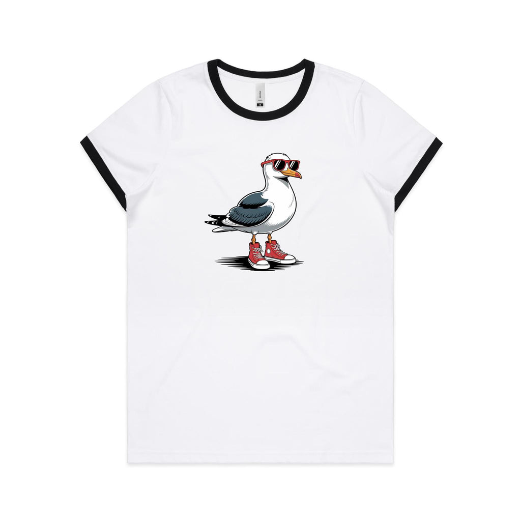 Seagull With Sunglasses And High Tops AS Colour Women's Ringer Tee