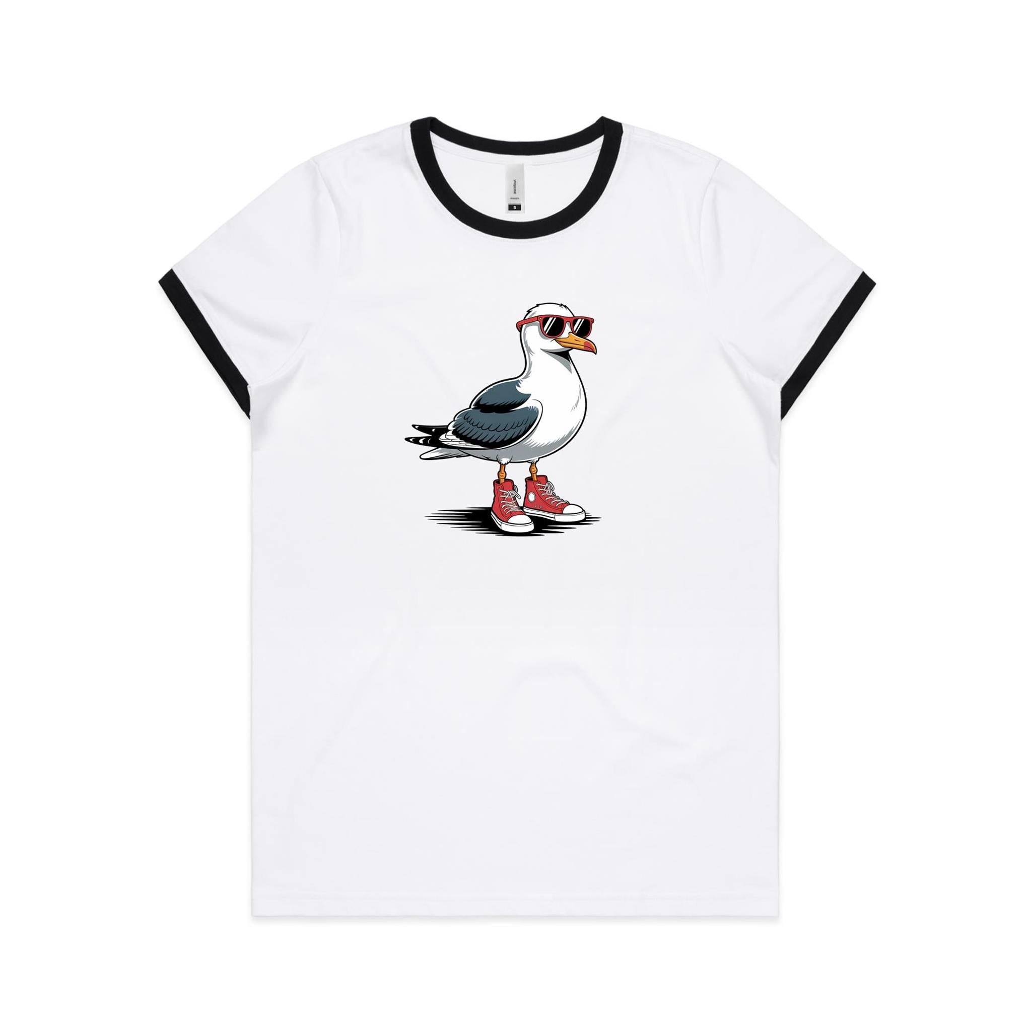 Seagull With Sunglasses And High Tops AS Colour Women's Ringer Tee