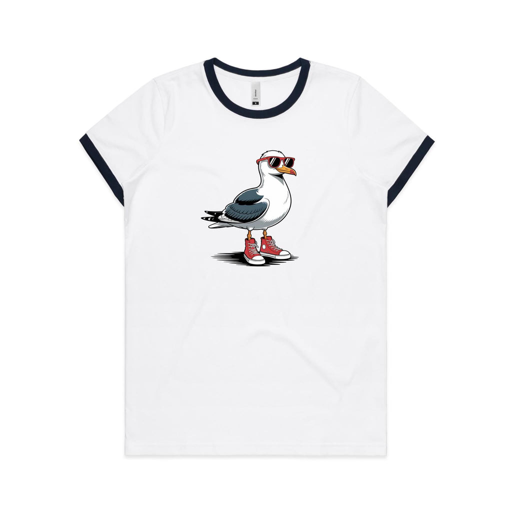 Seagull With Sunglasses And High Tops AS Colour Women's Ringer Tee