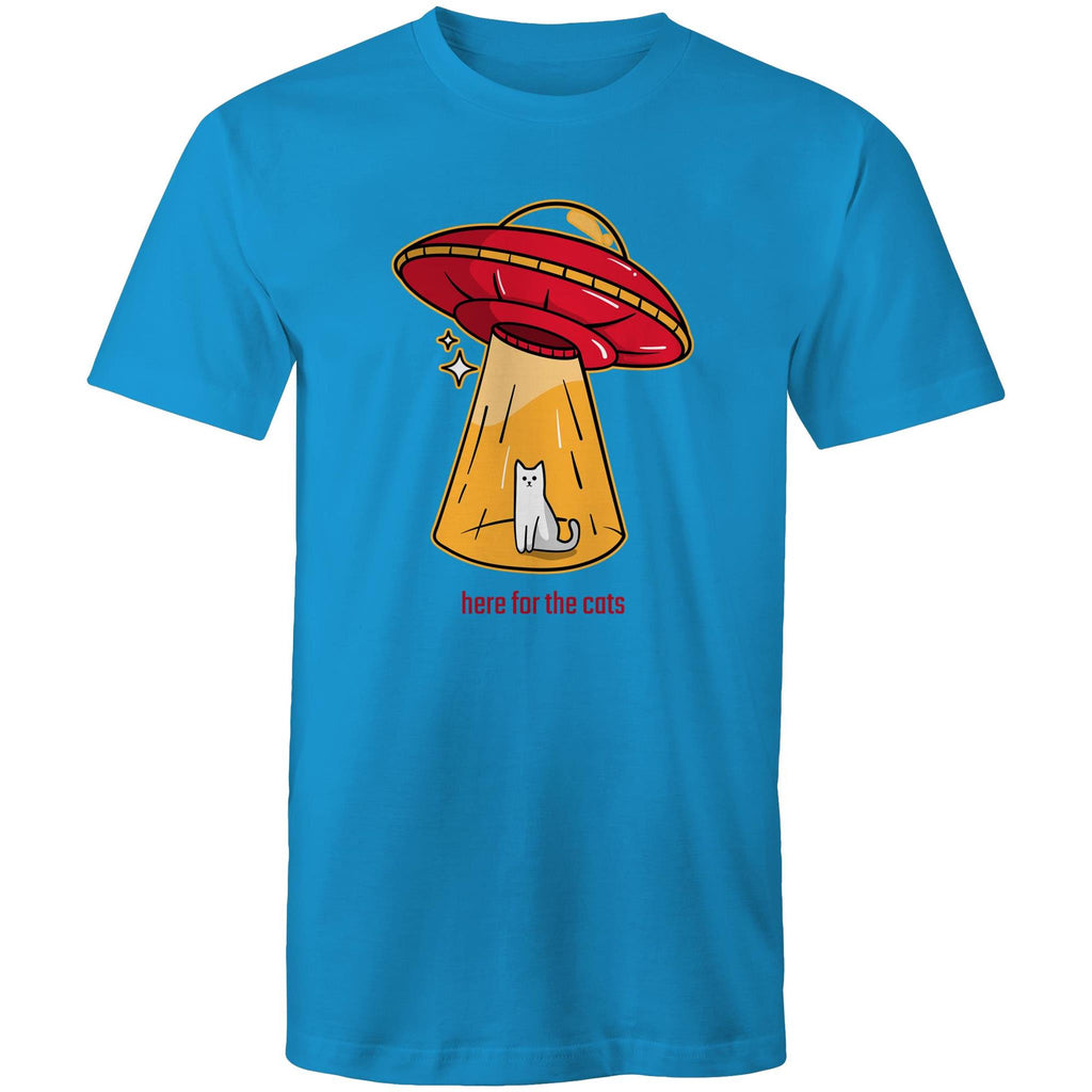 Here For The Cats, UFO - Mens T-Shirt Arctic Blue Mens T-shirt animal Printed In Australia Sci Fi