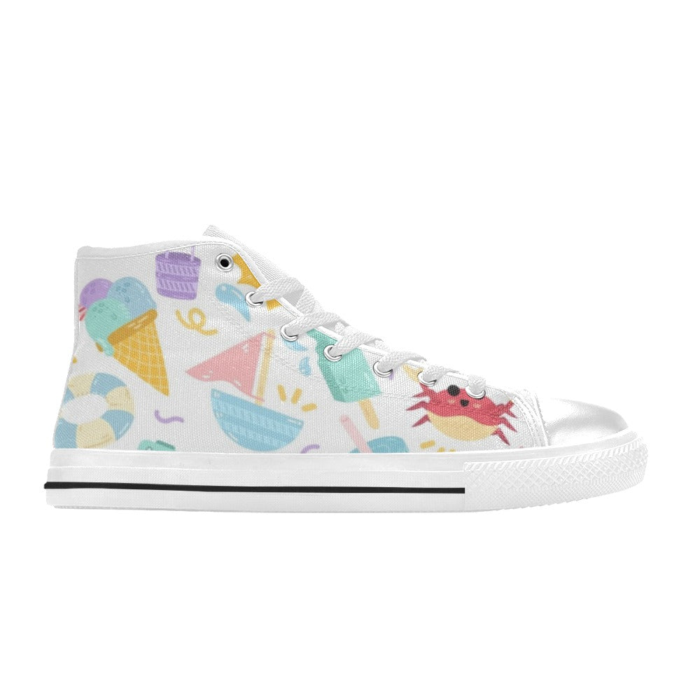 Summer Fun - Kids High Top Canvas Shoes