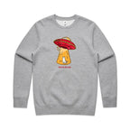 Here For The Cats, UFO - AS Colour Stencil Crew Grey Marle Sweatshirt animal Printed In Australia Sci Fi