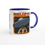 Personalise - I Want To Believe - White 11oz Ceramic Mug Personalised Mug customise Globally Fulfilled personalise Sci Fi