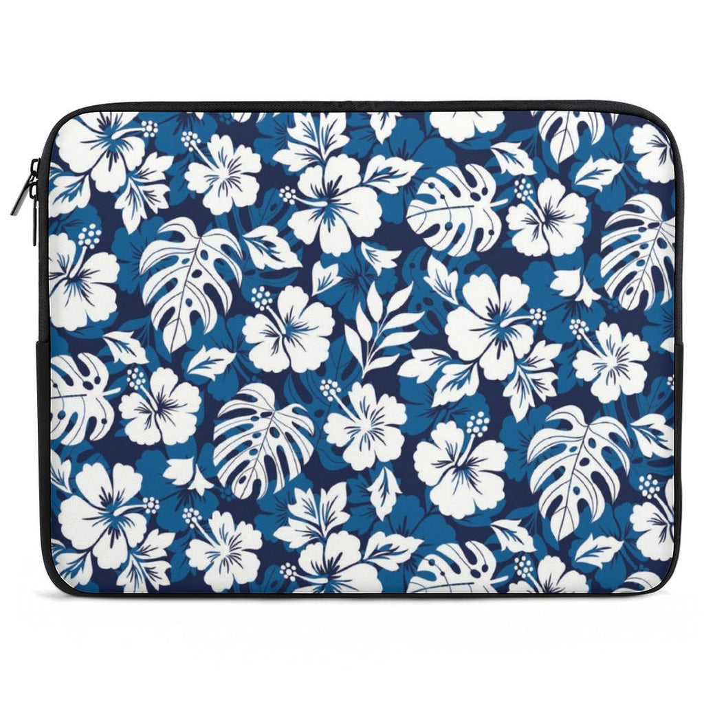 Blue Hawaiian Floral Laptop Sleeve (Multiple Sizes) black Laptop Sleeve Plants Printed Offshore