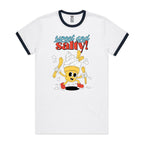 Sweet And Salty, Ice Cream And Fries - Staple Ringer Tee White Navy Ringer T-Shirt Food Printed In Australia
