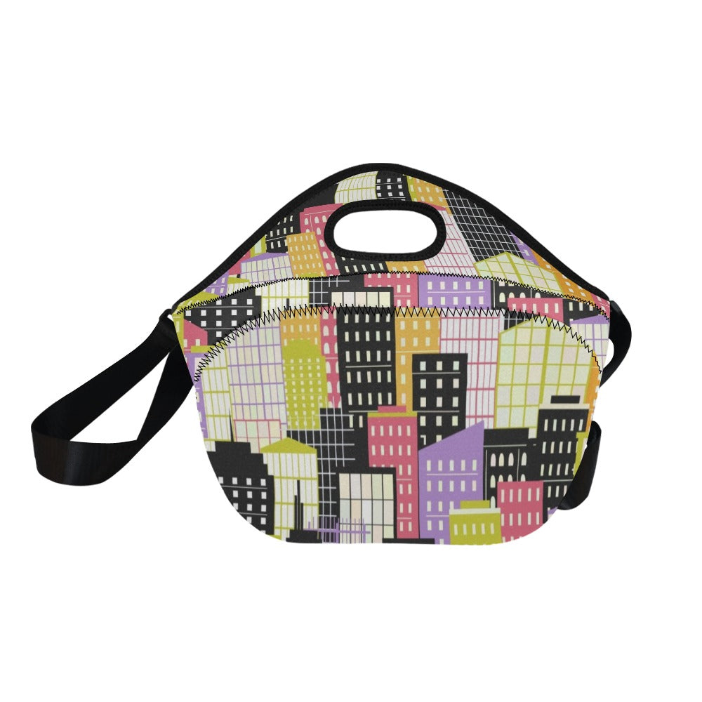 City Scape Neoprene Lunch Bag/Large (Model 1669) Neoprene Lunch Bag Printed Offshore