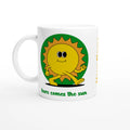 Personalised - Here Comes The Sun - White 11oz Ceramic Mug with Colour Inside Ceramic White Personalised 11oz Mug customise Globally Fulfilled personalise Retro Summer