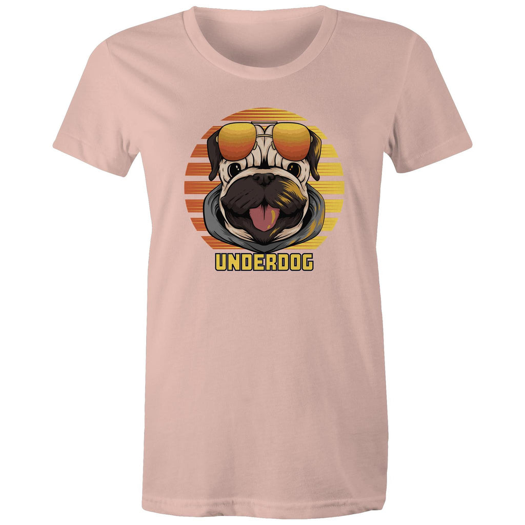 Underdog - Womens T-shirt Pale Pink Womens T-shirt animal Printed In Australia
