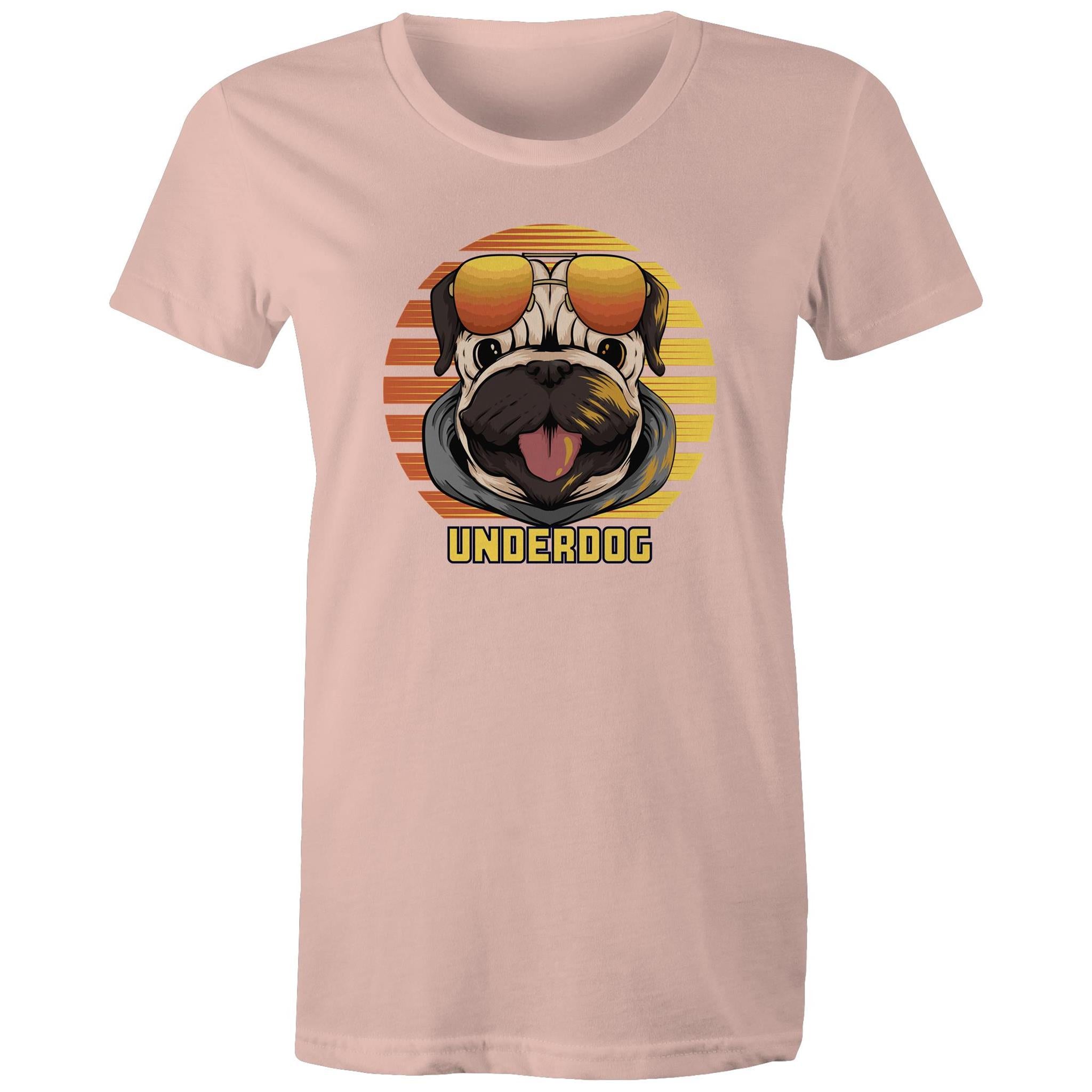Underdog - Womens T-shirt Pale Pink Womens T-shirt animal Printed In Australia