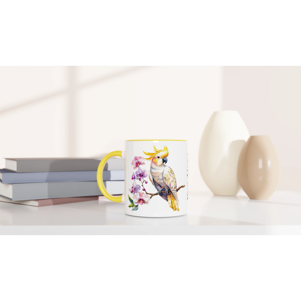 Personalise - Cockatoo, Australian Birds - White 11oz Ceramic Mug with Colour Inside Personalised 11oz Mug animal Globally Fulfilled