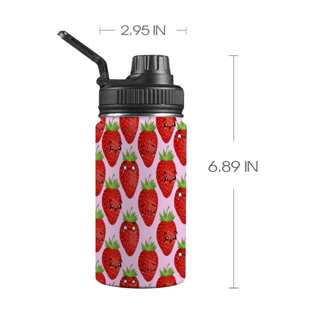 Strawberry Characters - Kids Water Bottle with Chug Lid (12 oz) One Size Kids Water Bottle with Chug Lid Food Printed Offshore