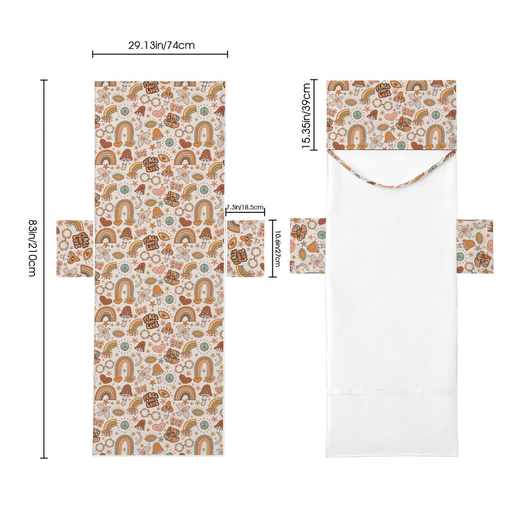 Peace And Love Beach Chair Towel Cover with Side Pockets