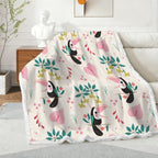 Toucans In Pink - Double-Layer Fleece Blanket 51"x59"