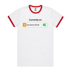 Currently On Aeroplane Mode - Staple Ringer Tee White Red Ringer T-Shirt Printed In Australia Tech