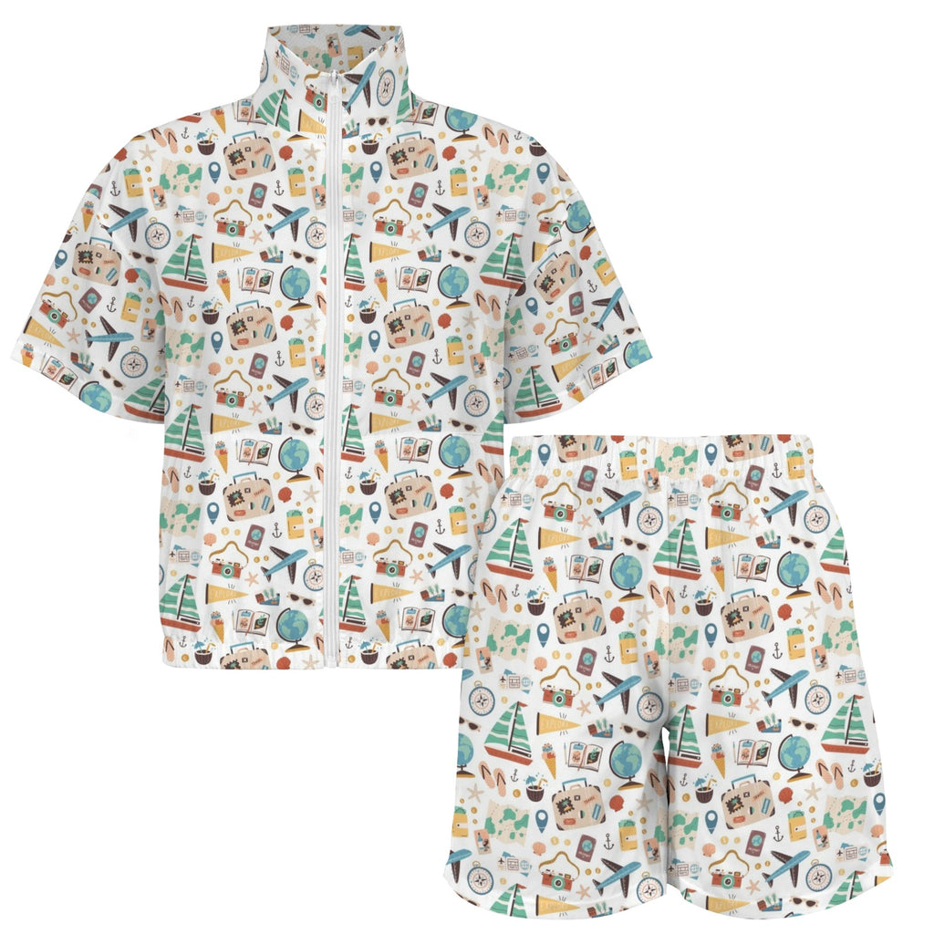 Travel And Explore Women's Windbreaker Short Set Women's Windbreaker Short Set Printed Offshore