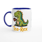 Personalised - Tea-Rex, Tea Drinking Dinosaur - 11oz Ceramic Mug Ceramic Blue Personalised 11oz Mug animal Globally Fulfilled Tea