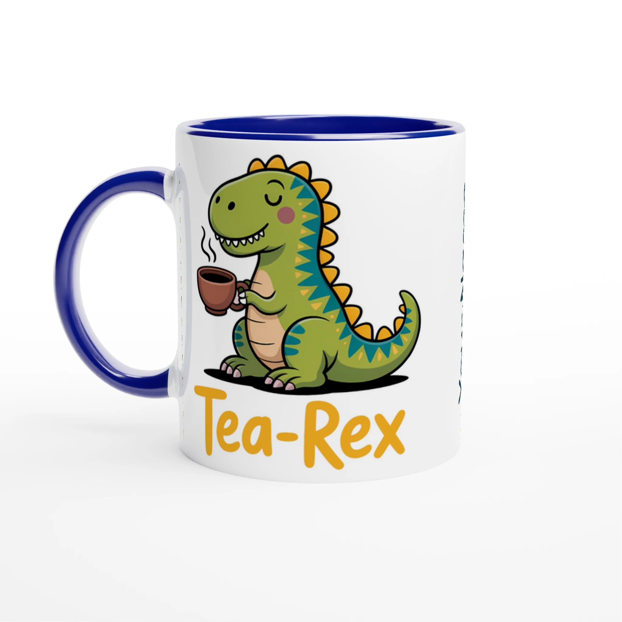 Personalised - Tea-Rex, Tea Drinking Dinosaur - 11oz Ceramic Mug Ceramic Blue Personalised 11oz Mug animal Globally Fulfilled Tea