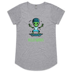 Hello Humans, Alien - Womens Scoop Neck T-Shirt Grey Marle Womens Scoop Neck T-shirt Printed In Australia Sci Fi