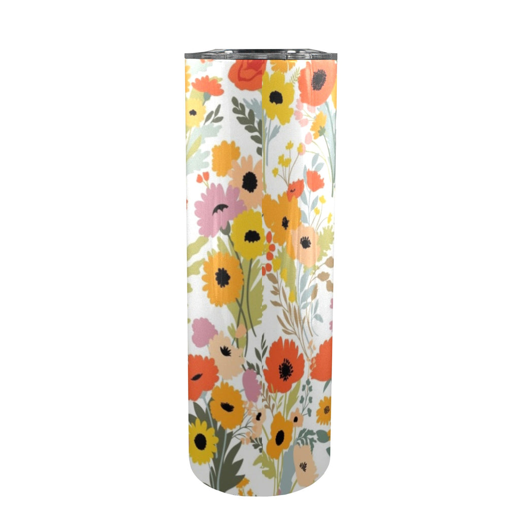 Fun Floral - 20oz Tall Skinny Tumbler with Lid and Straw