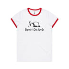 Panda, Don't Disturb - Women's Ringer Tee White Red Womens Ringer T-shirt animal Printed In Australia