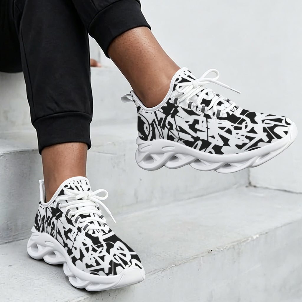 Graffiti White Women's Twisted Sole Sneakers