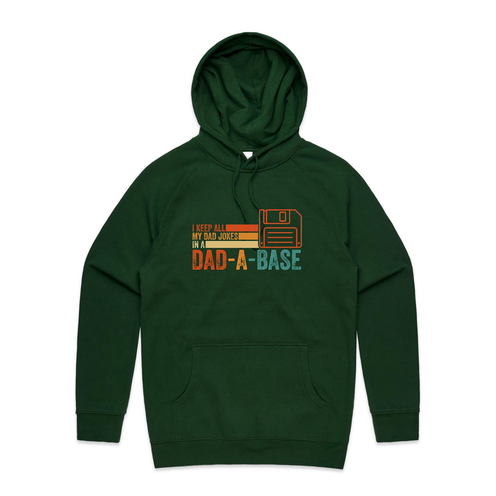 Dad Jokes Dad-A-Base - Mens Hoodie Forest Green Mens Hoodie Dad Printed In Australia Tech