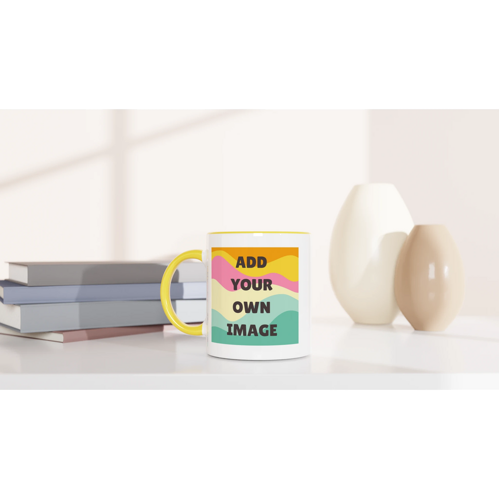 Personalised - Add Your Own Image - White 11oz Ceramic Mug with Colour Inside Personalised 11oz Mug Customise Globally Fulfilled Personalise