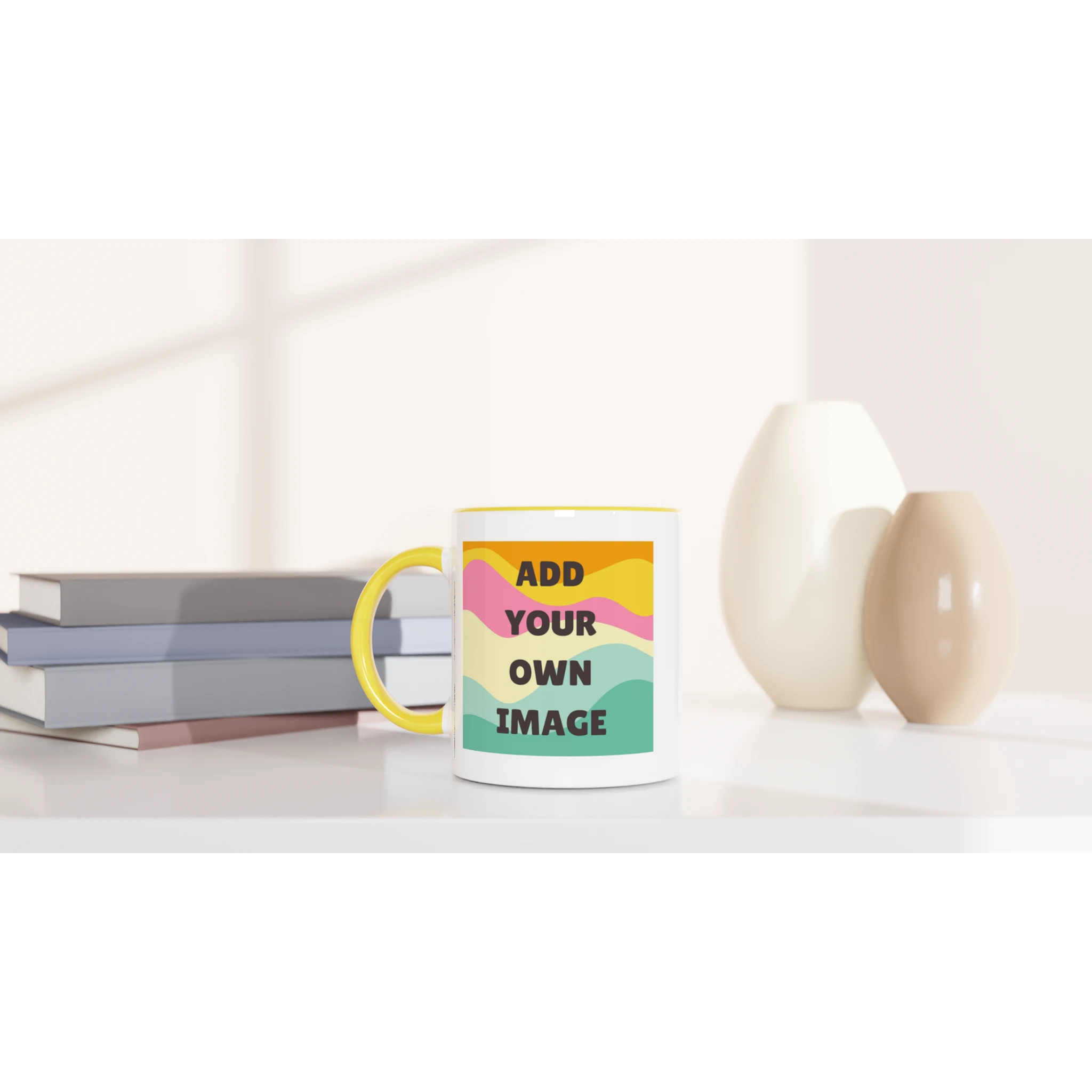 Personalised - Add Your Own Image - White 11oz Ceramic Mug with Colour Inside Personalised 11oz Mug Customise Globally Fulfilled Personalise