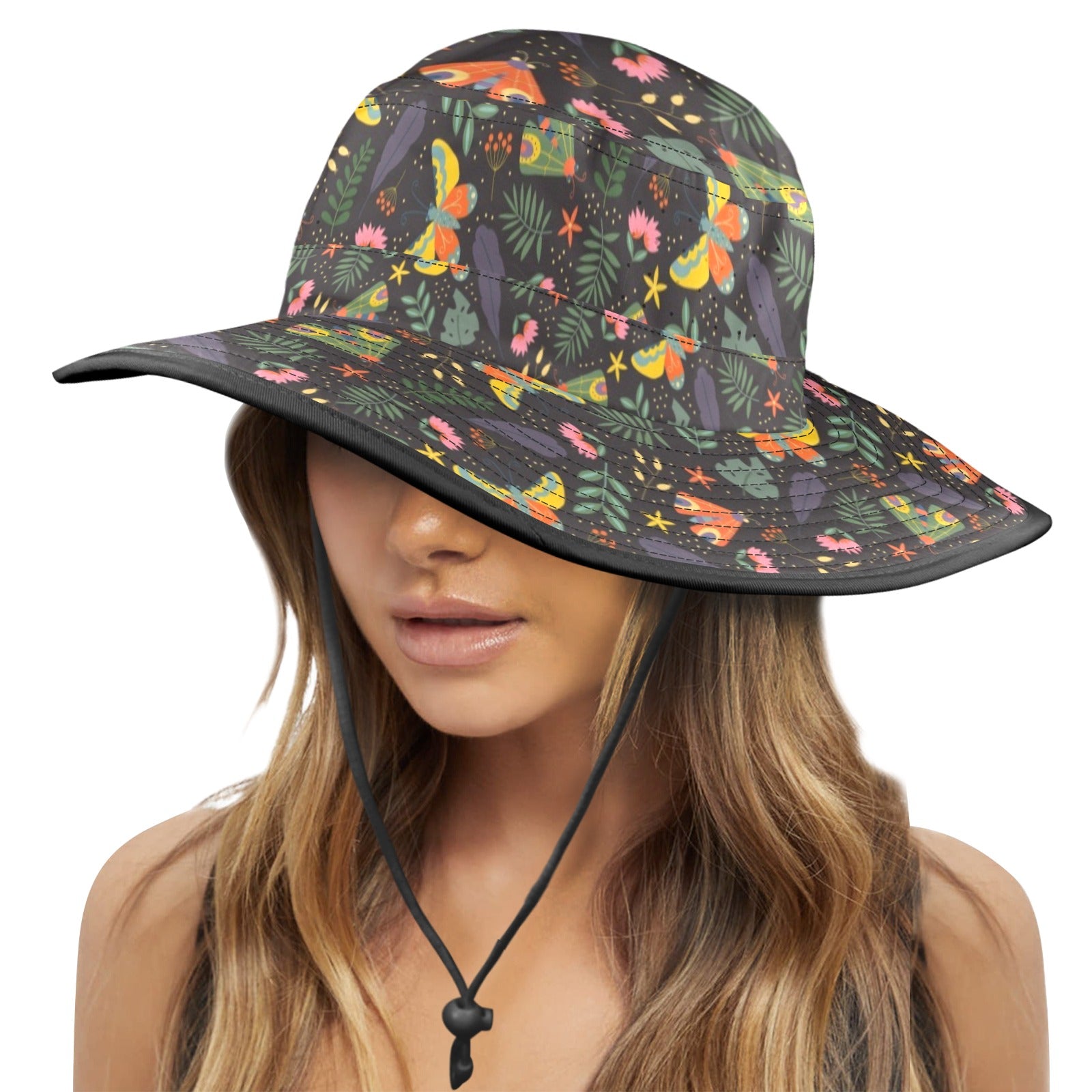 Dark Butterfly Wide Brim Bucket Hat Wide Brim Bucket Hat animal Printed Offshore