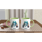 Coral Sea Initial 11oz Ceramic Mug Personalised 11oz Mug customise Globally Fulfilled Initial Name Ocean personalise