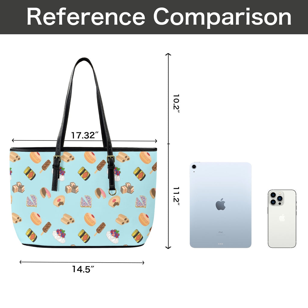Classic Aussie Food Icons PU Leather Tote Bag Large