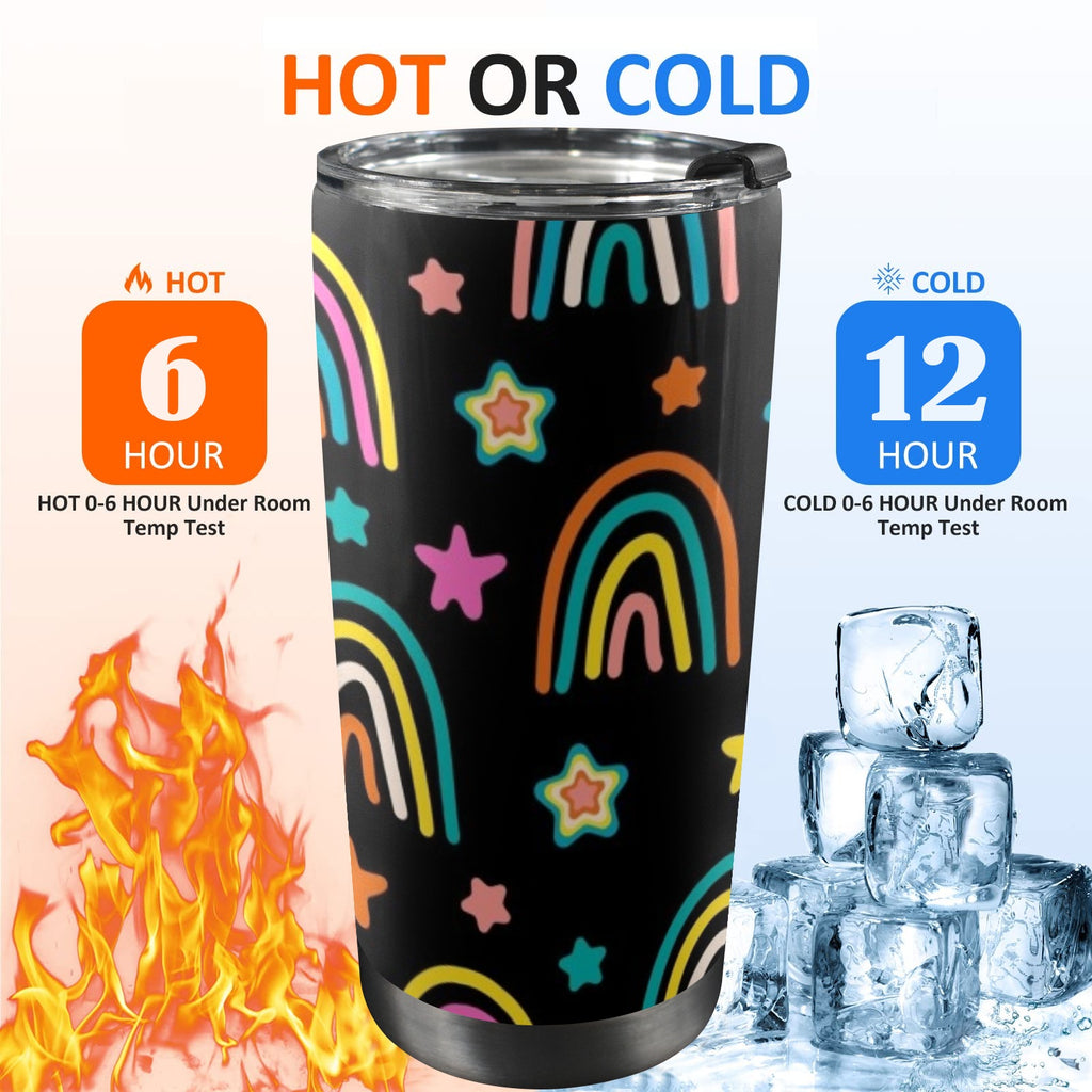 Rainbows - 20oz Mobile Tumbler with Lid (Black Lock) 20oz Travel Mug Printed Offshore