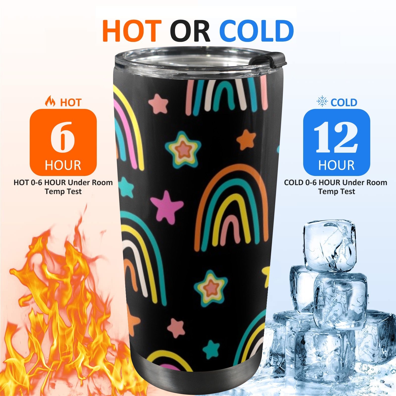 Rainbows - 20oz Mobile Tumbler with Lid (Black Lock) 20oz Travel Mug Printed Offshore