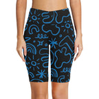 Blue Squiggle Women's Bike Shorts With Side Pockets Women's Bike Shorts Printed Offshore