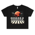 Astronaut Zebra Crossing Women's AS Colour Crop Tee Black Printed In Australia Space