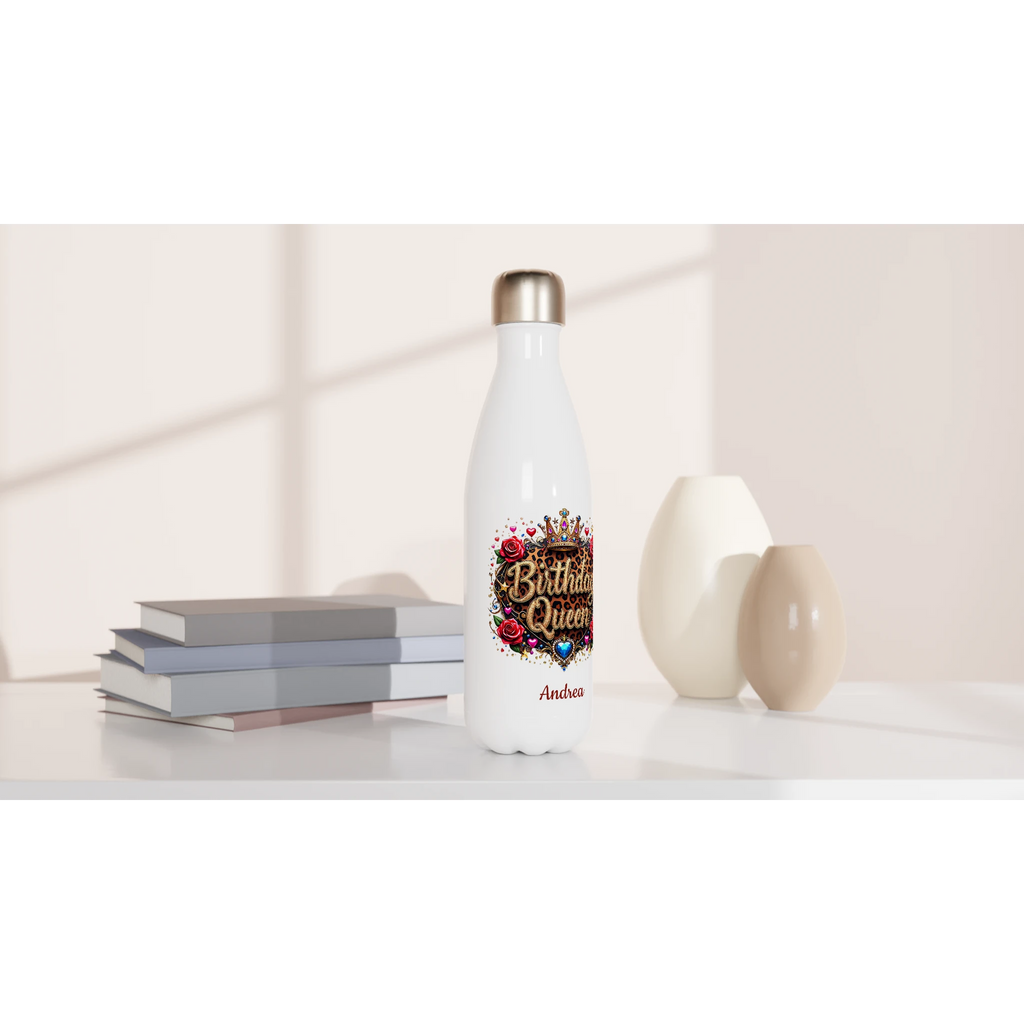 Birthday Queen - White 17oz Stainless Steel Water Bottle Personalised Water Bottle Birthday customise Globally Fulfilled Mum Name personalise