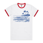 Surf Beach - Staple Ringer Tee White Red Ringer T-Shirt Printed In Australia Summer Surf