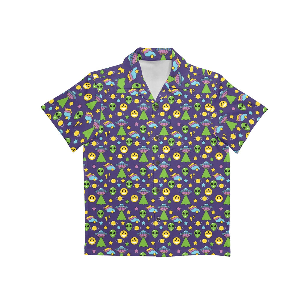 Groovy Alien And UFO Junior Kids Hawaiian Shirt
