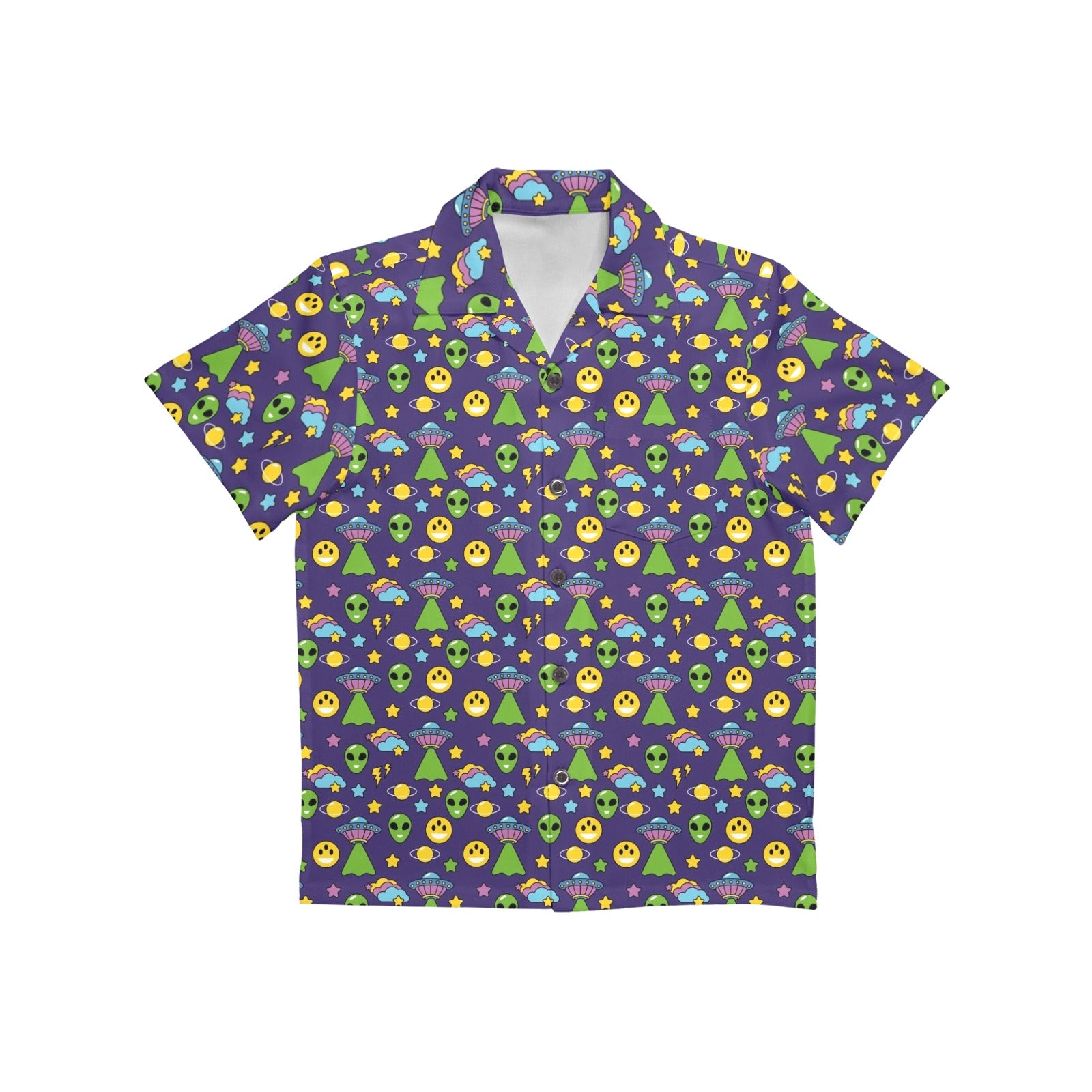 Groovy Alien And UFO Junior Kids Hawaiian Shirt