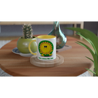 Personalised - Here Comes The Sun - White 11oz Ceramic Mug with Colour Inside Personalised 11oz Mug customise Globally Fulfilled personalise Retro Summer