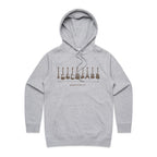 Guitar Timeline - Womens Hoodie Grey Marle Womens Hoodie Music Printed In Australia