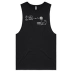 Cat String Theory Physics Men's AS Colour Tank Top Tee Black Drop Arm Tank Top animal Printed In Australia Science