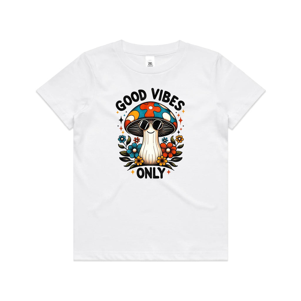 Good Vibes Only, Hippie Mushroom With Sunglasses - Kids T-shirt