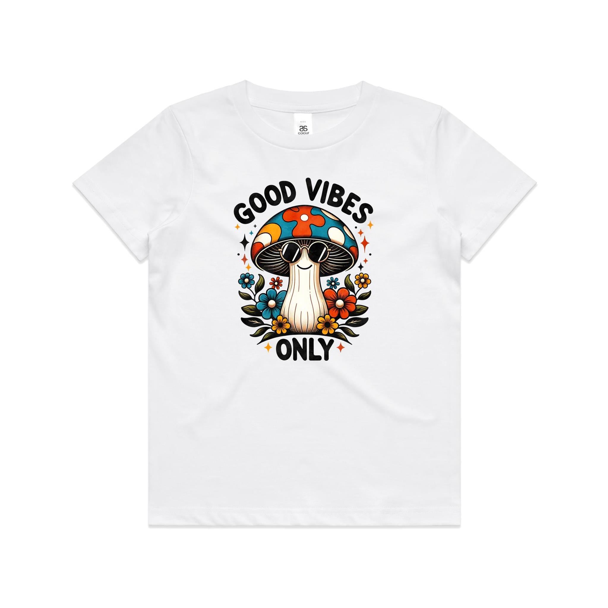 Good Vibes Only, Hippie Mushroom With Sunglasses - Kids T-shirt