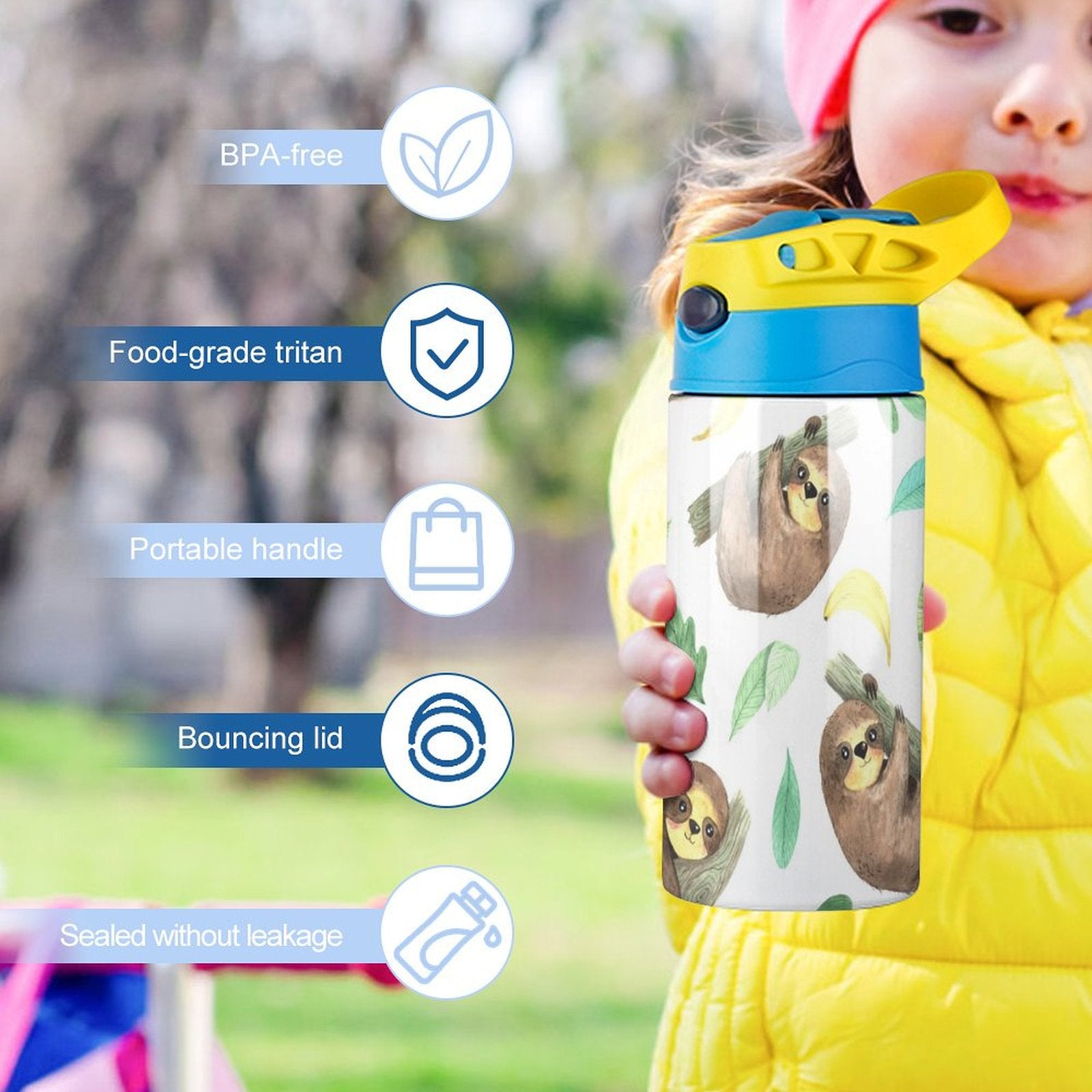 Sloths - Little Kids Water Bottle Little Kids Water Bottle animal Printed Offshore