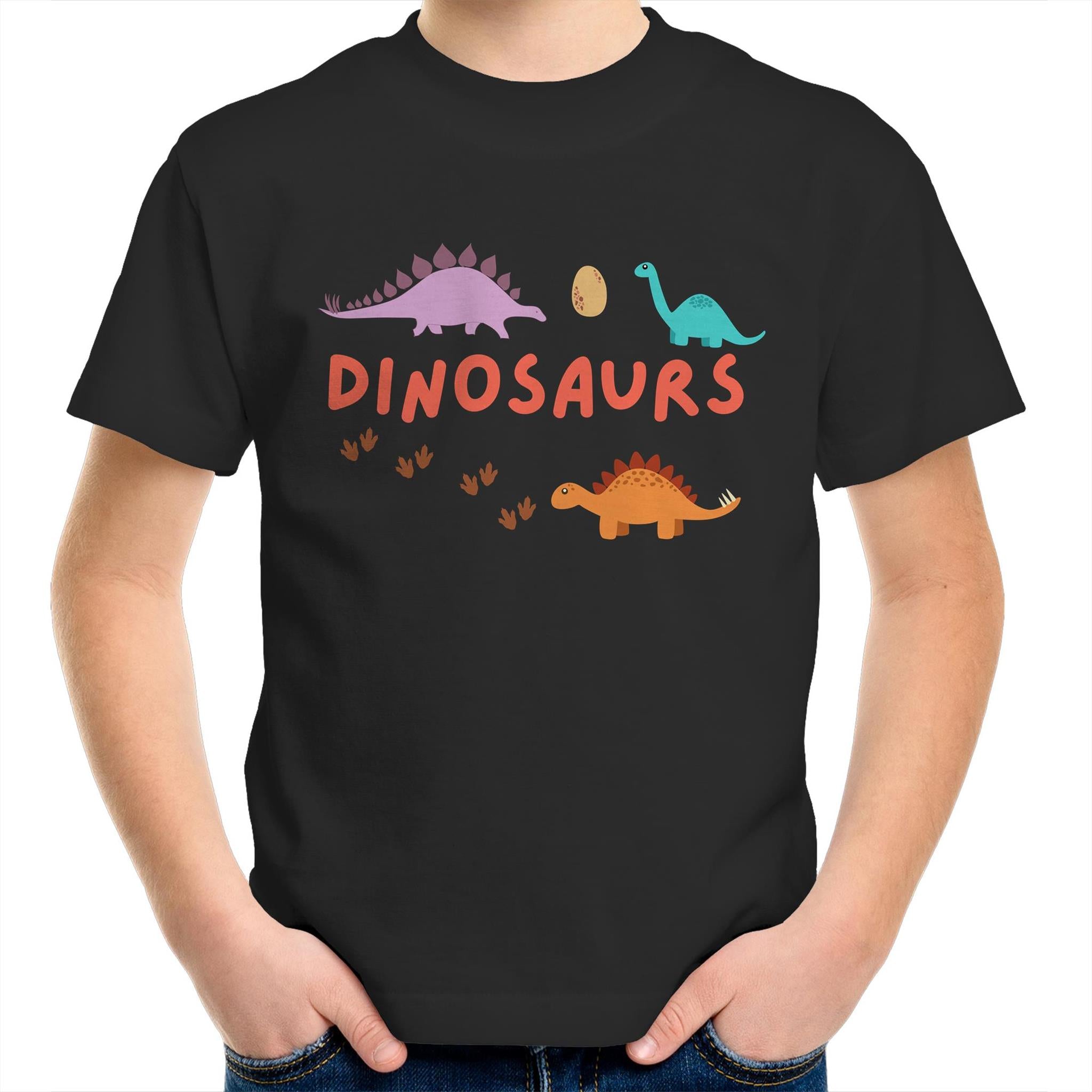 Dinosaurs - Kids Youth T-Shirt Black Kids Youth T-shirt animal Printed In Australia