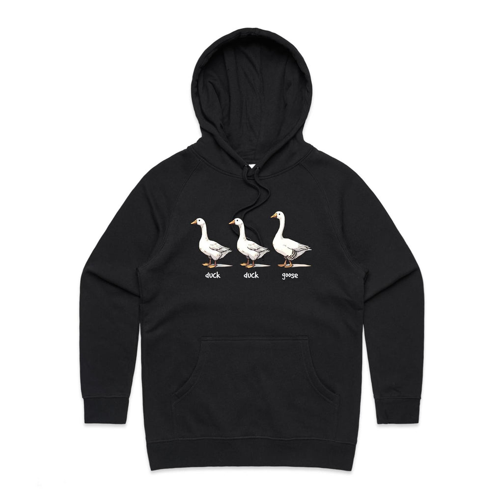 Duck Duck Goose - Womens Hoodie Black Womens Hoodie animal Printed In Australia