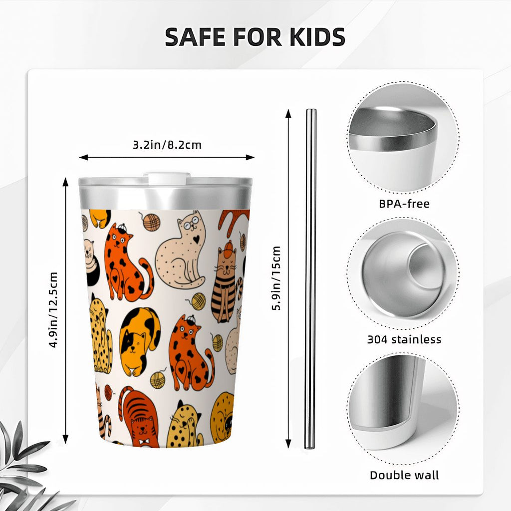 Cat Nap Small Stainless Steel Travel Mug Cup 12oz/350ml