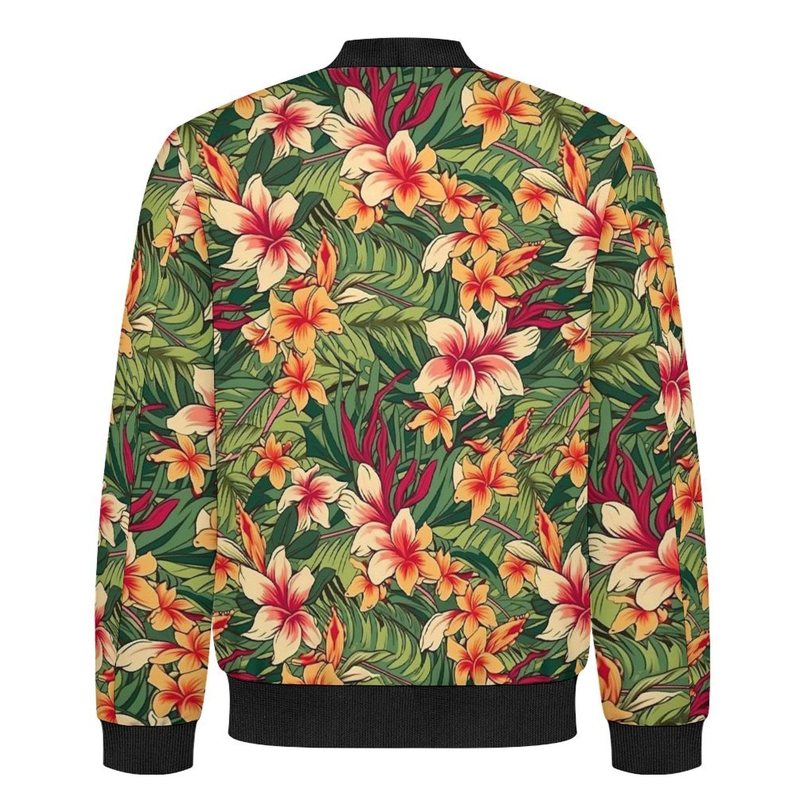 Vintage Hawaiian Floral Men's Casual Zip‑Up Bomber Jacket